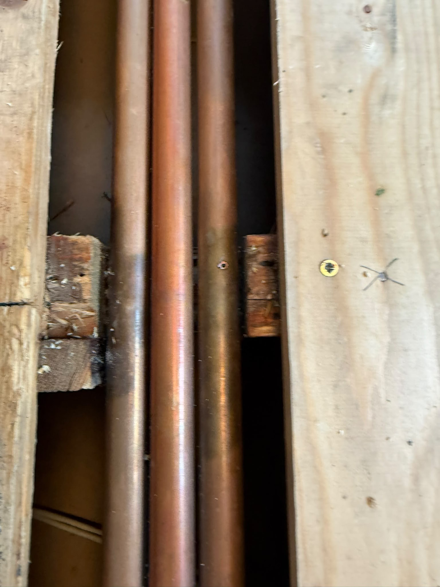 New clean copper pipework after repair